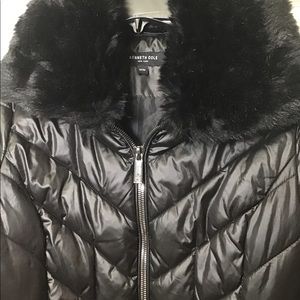 Kenneth Cole puffer jacket with faux fur trim